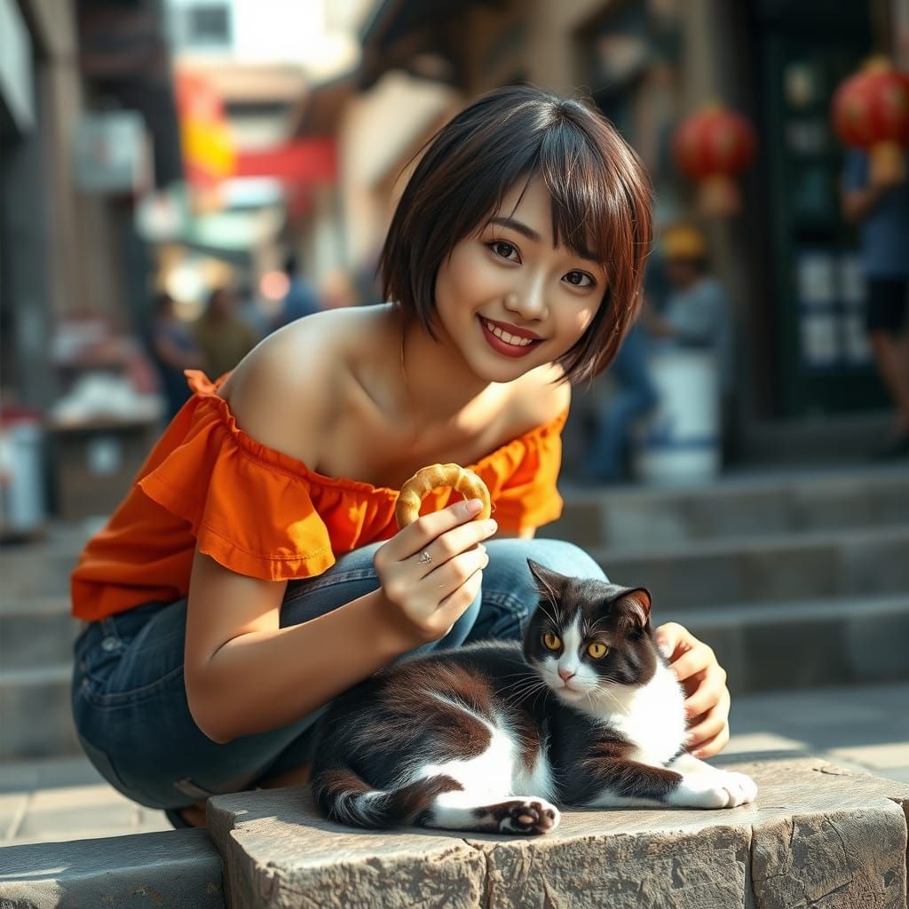 Ethereal Morning Moment in a Bustling Market