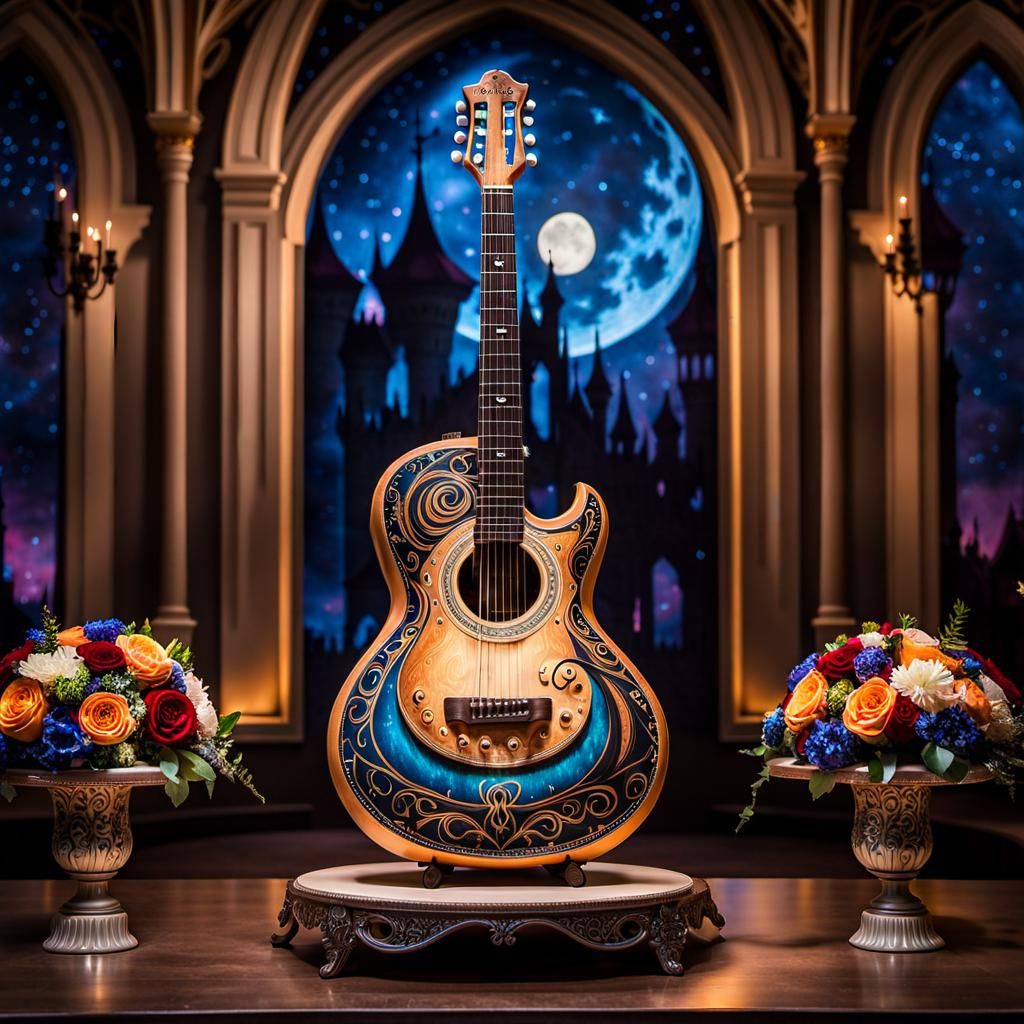 Coco Guitar Wedding Cake in Gothic Disney Style