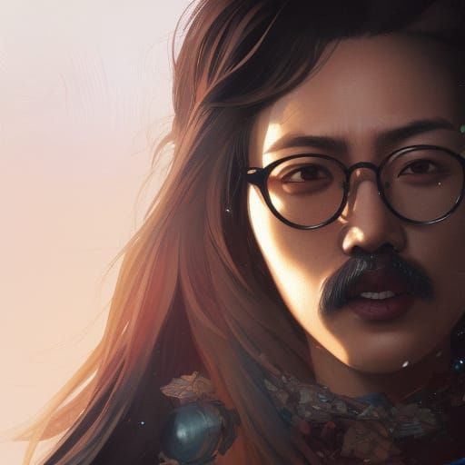 Kim and Harrier Portrait in Art Nouveau Style