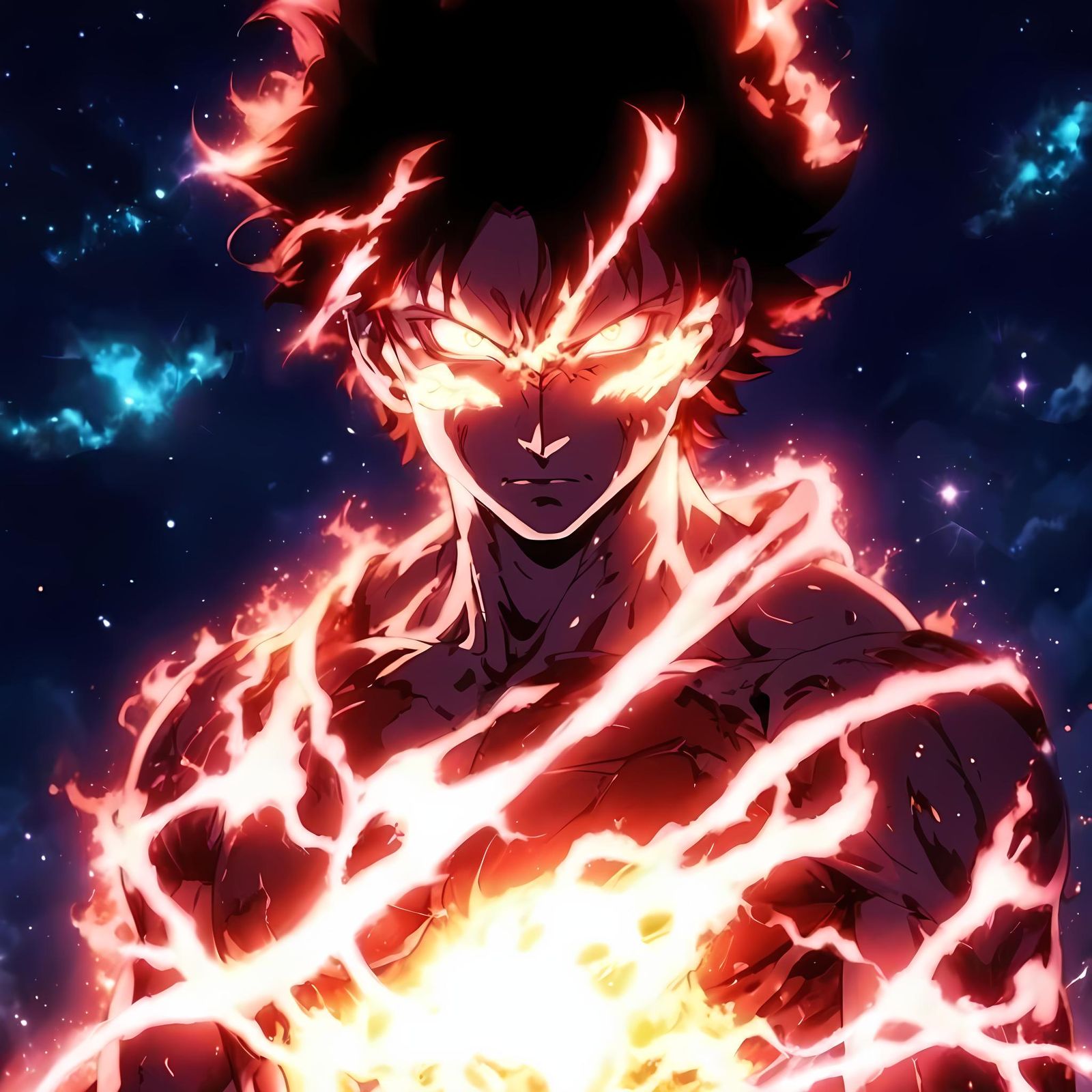 Anime Hero Unleashes Cosmic Electricity Aura