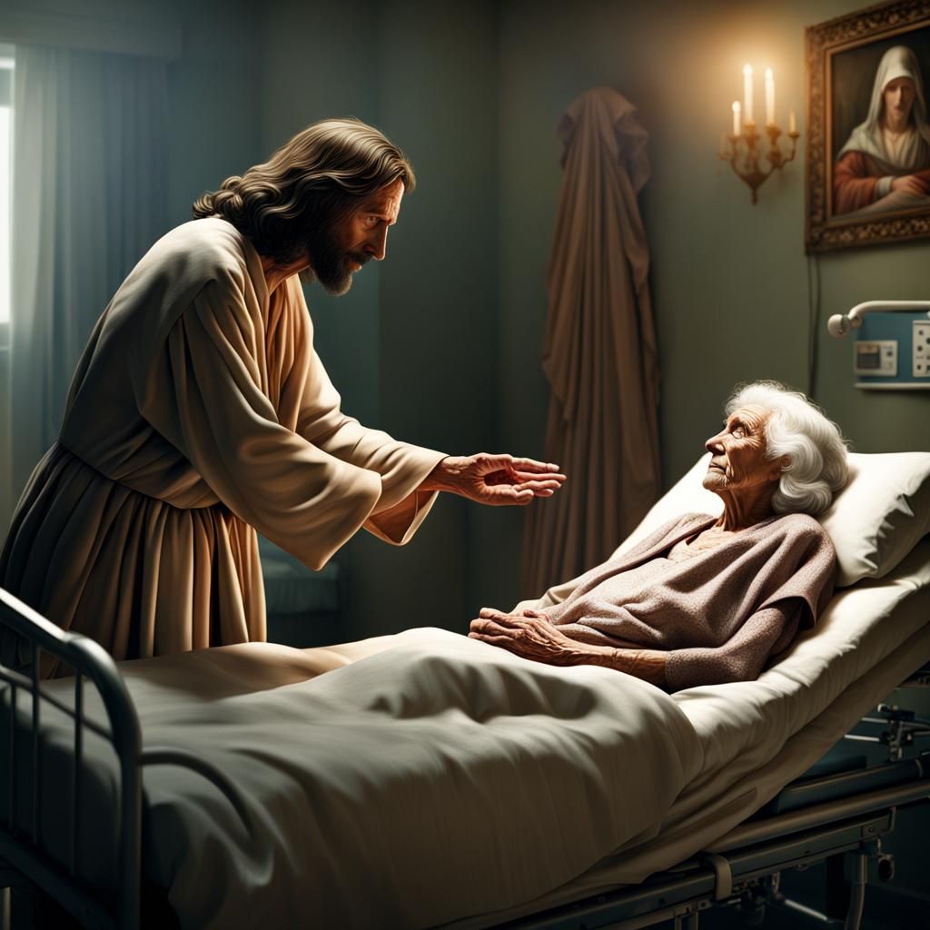 Jesus Christ Comforts Woman: Digital Matte Painting