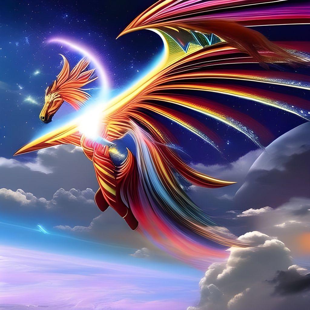 Majestic Space Pegasus in Flight: Digital Art