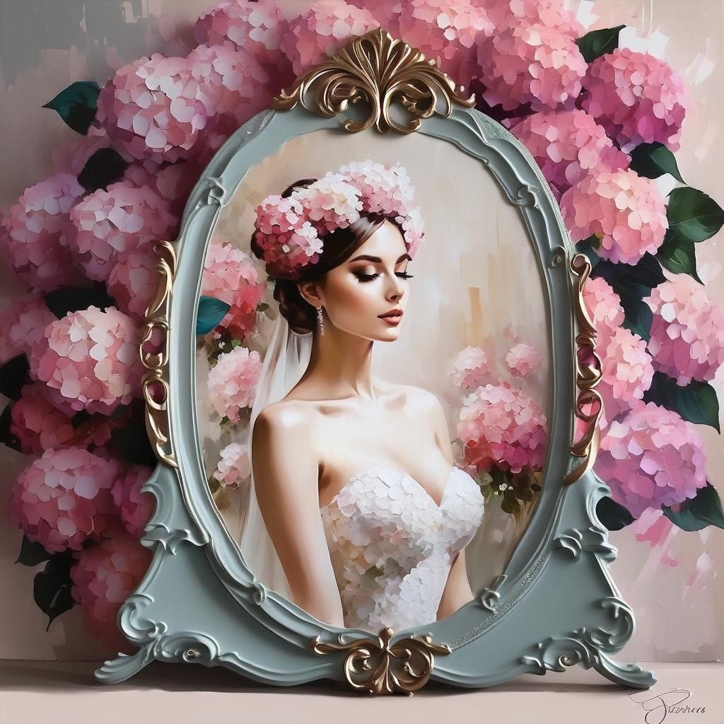 Impressionistic Girl with Hydrangeas Digital Art