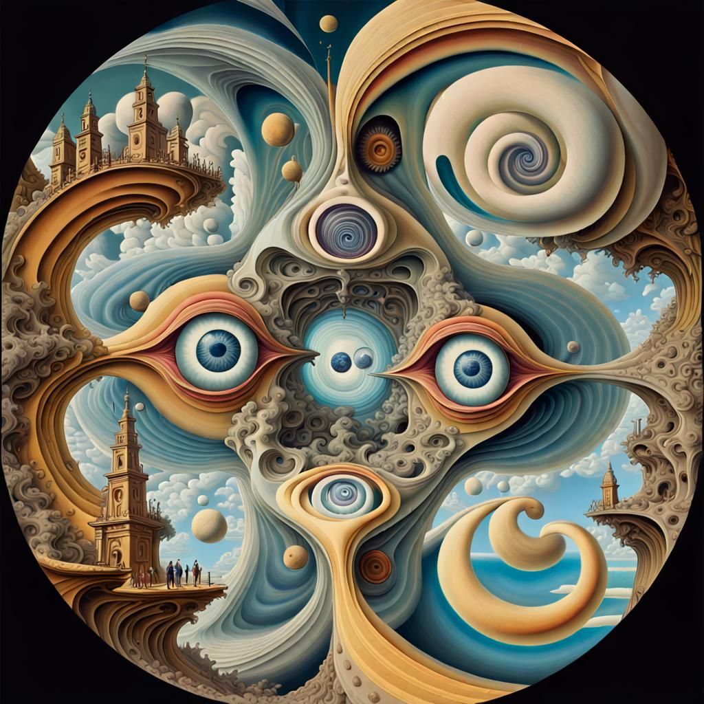 Psychedelic Dreamscape with Star Personas in Neo-Expressioni...