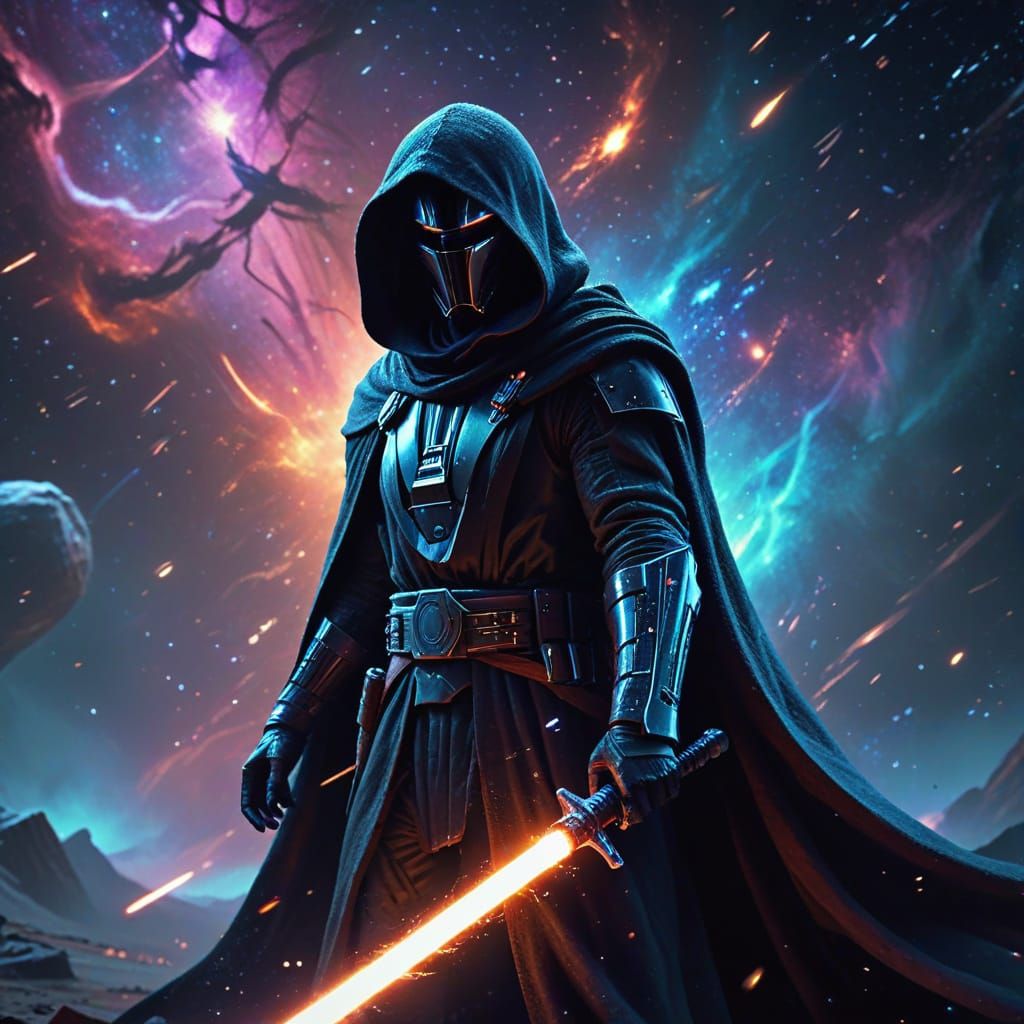 Epic Space Warrior in Cosmic Glory