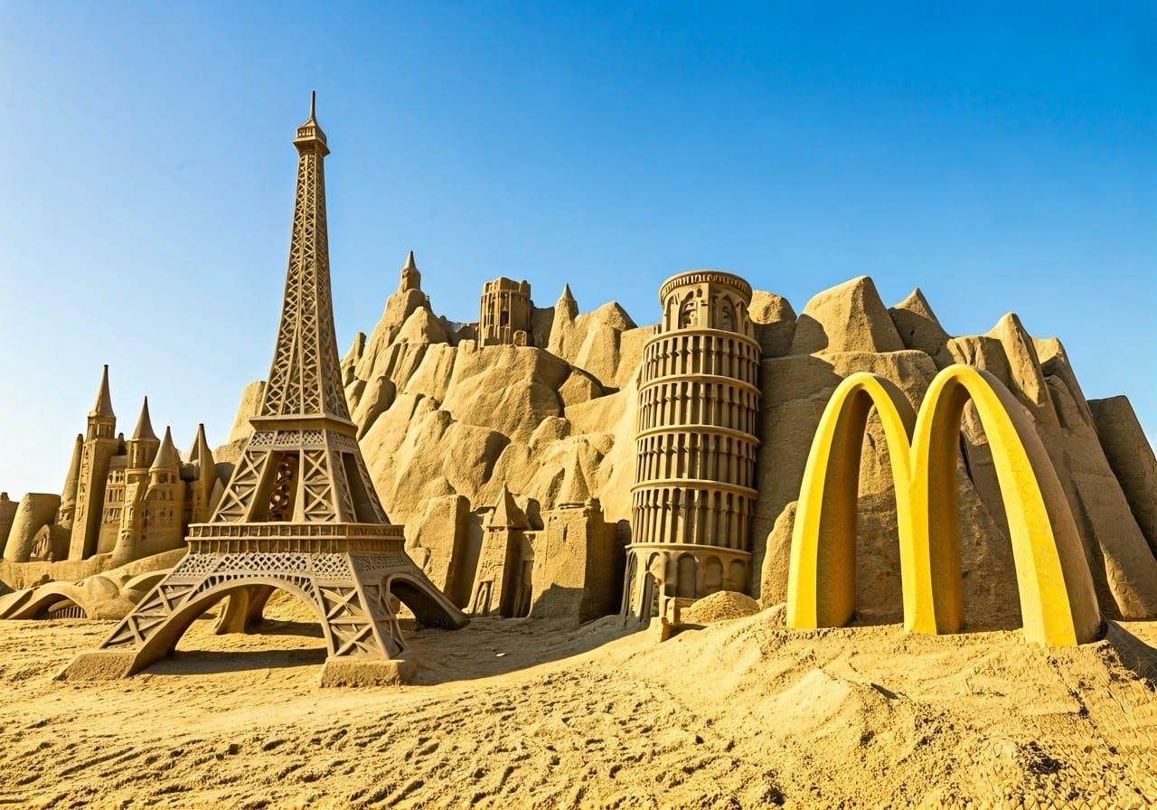 Sandcastles Recreating World Monuments in Digital Art