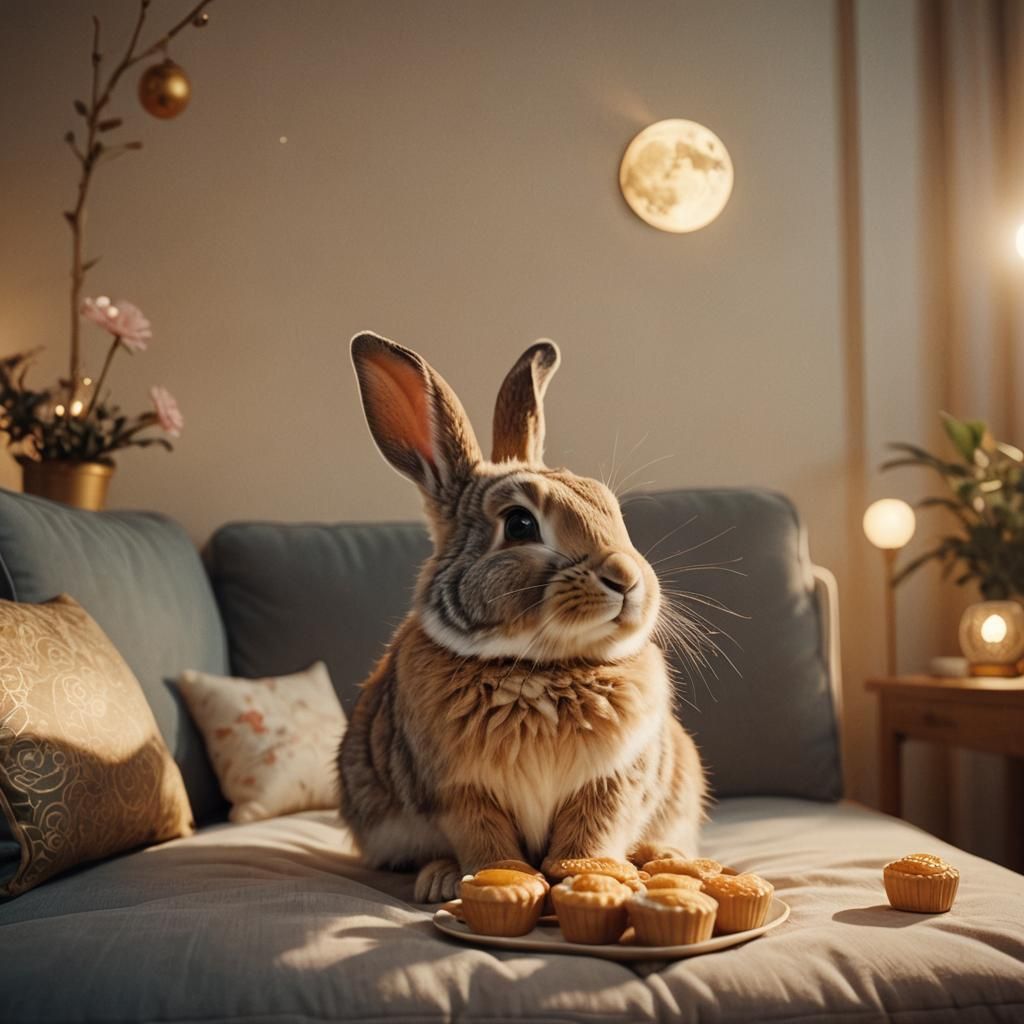 Rabbit Celebrates Mid-Autumn Festival: A Cinematic Still