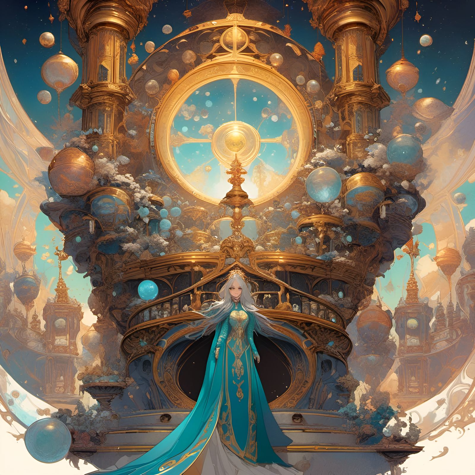 Wizard Mixing Potions by Lantern Light in Watercolor Style