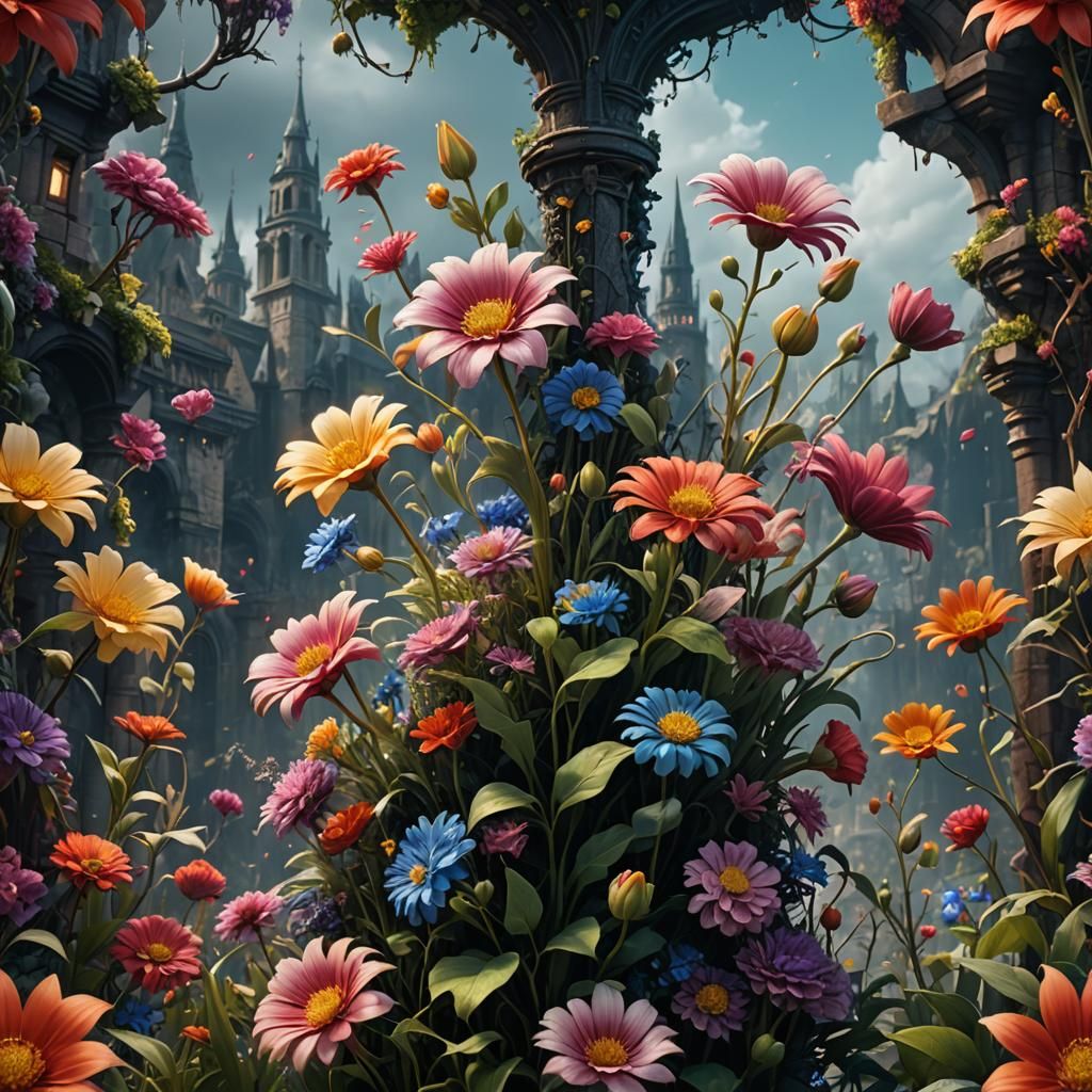 Fantastical Flower in Detailed Matte Painting