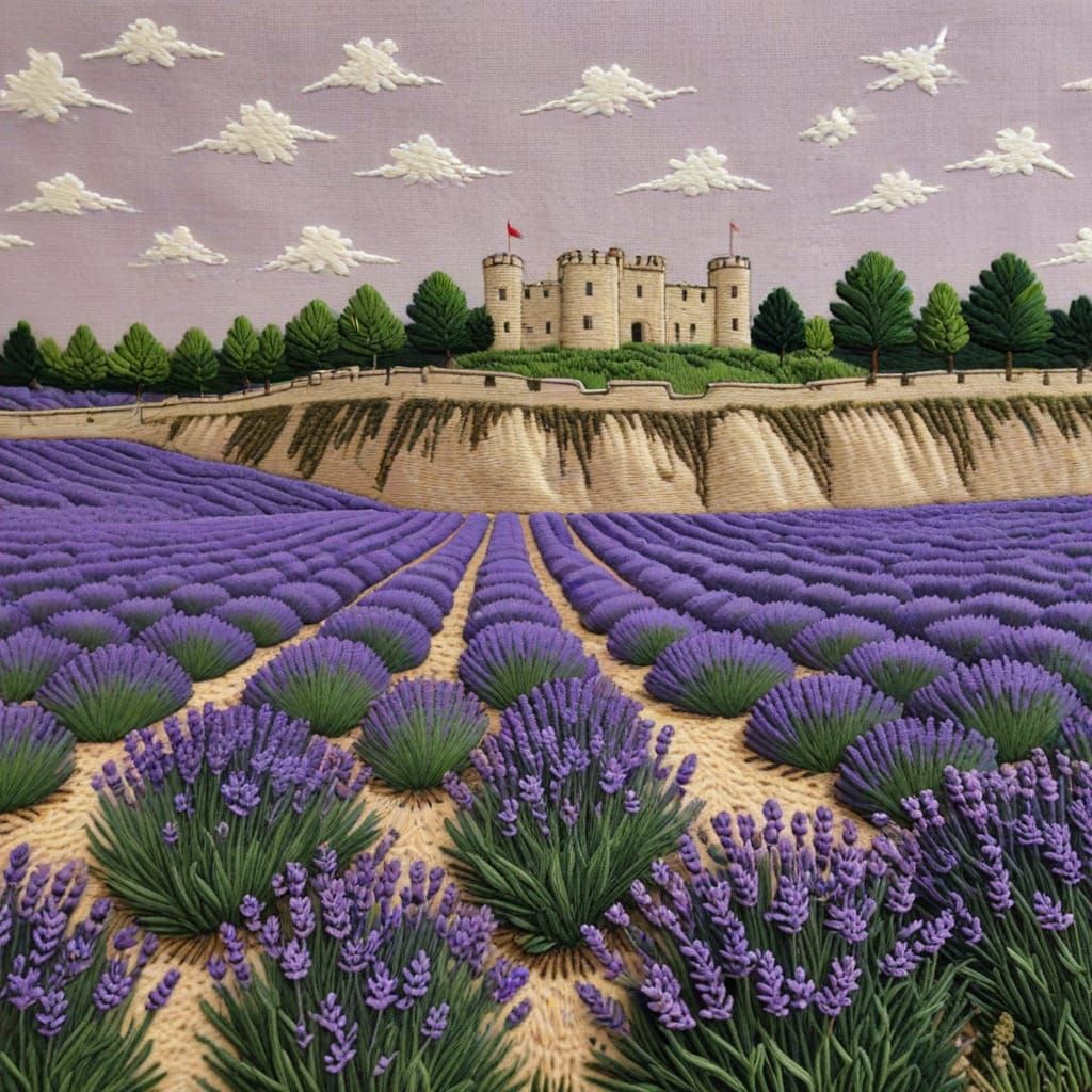 Lavender Fields in Embroidered Beauty Near Norwich Castle