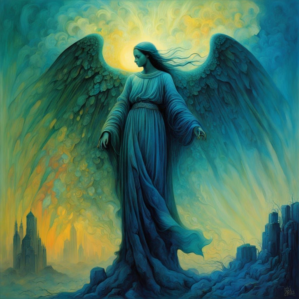 Angel of Translucent Beauty in Neo-Impressionist Style