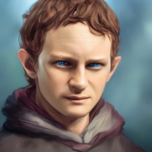 Frodo Portrait in Hyperdetailed Art Nouveau Style