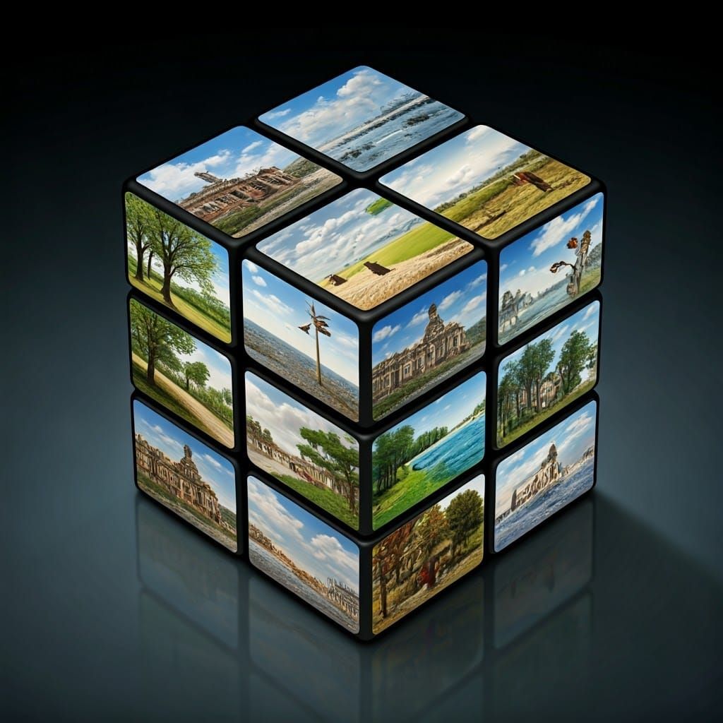 Surreal Rubik's Cube: Seasons Around the World