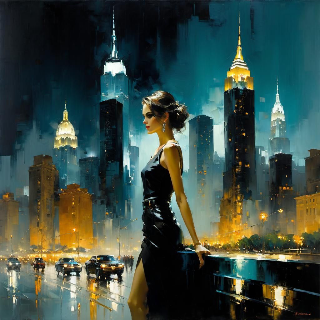 Night Cityscape in Tonalist Style