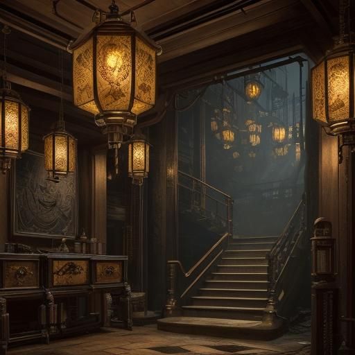 Steampunk Merchant Lair in Dark Forest