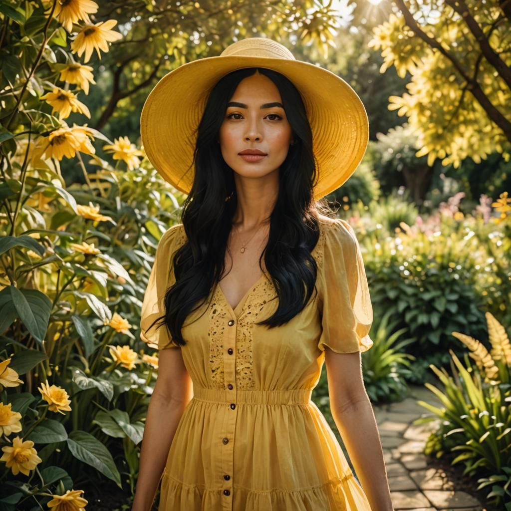 Impressionist Portrait of Woman in Summer Garden