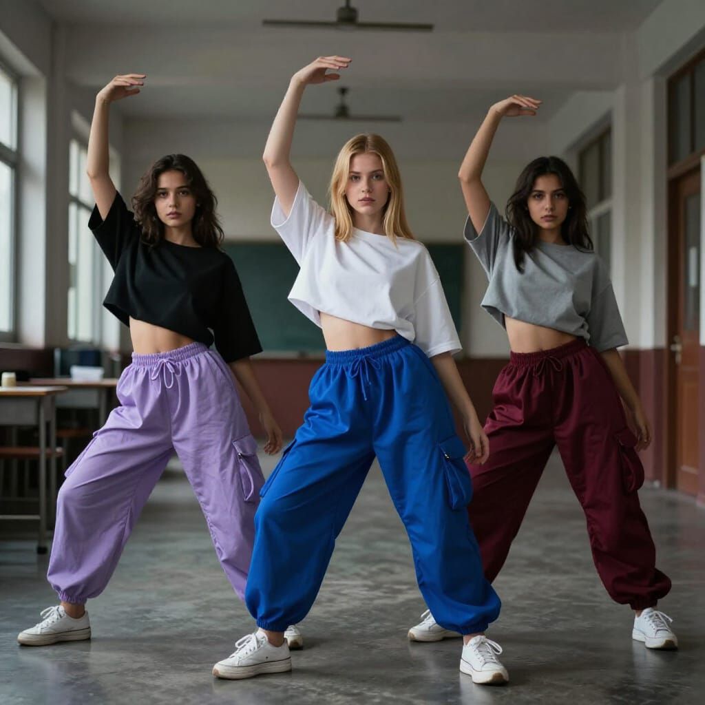 Stylish Students Pose in High School Hallway