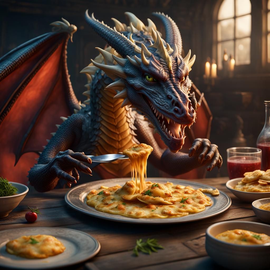 Dragon Eats Ravioli: Detailed Fantasy Art