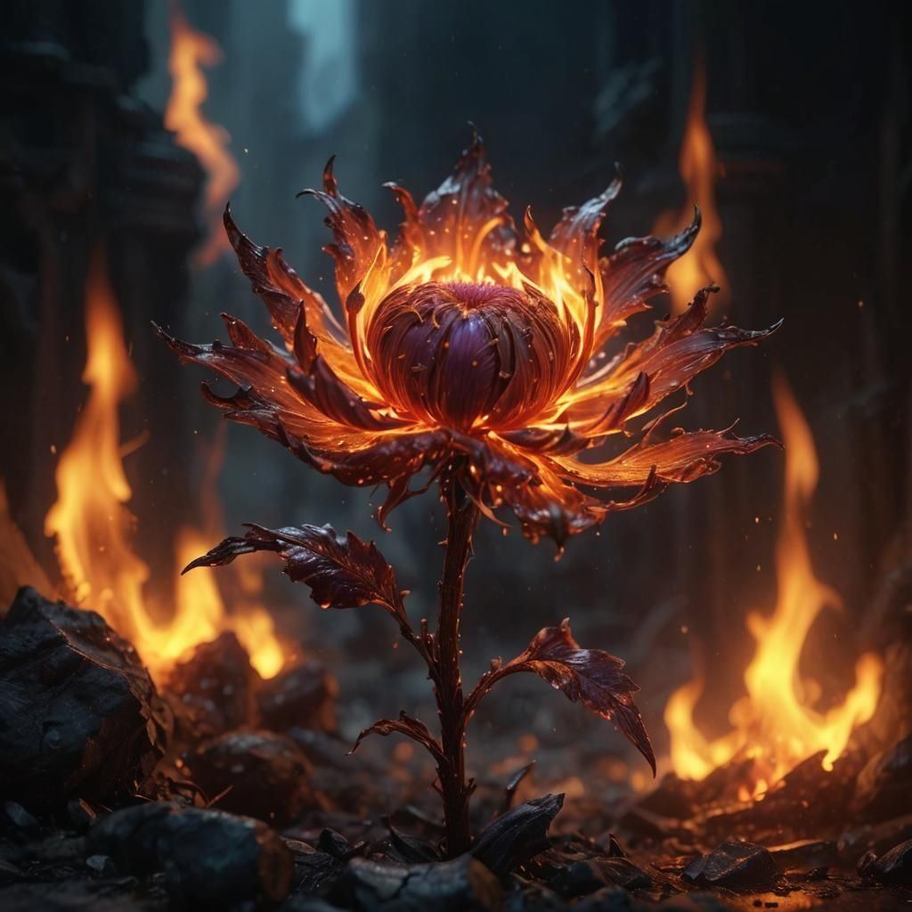 Burning Flower: Detailed Fantasy Concept Art