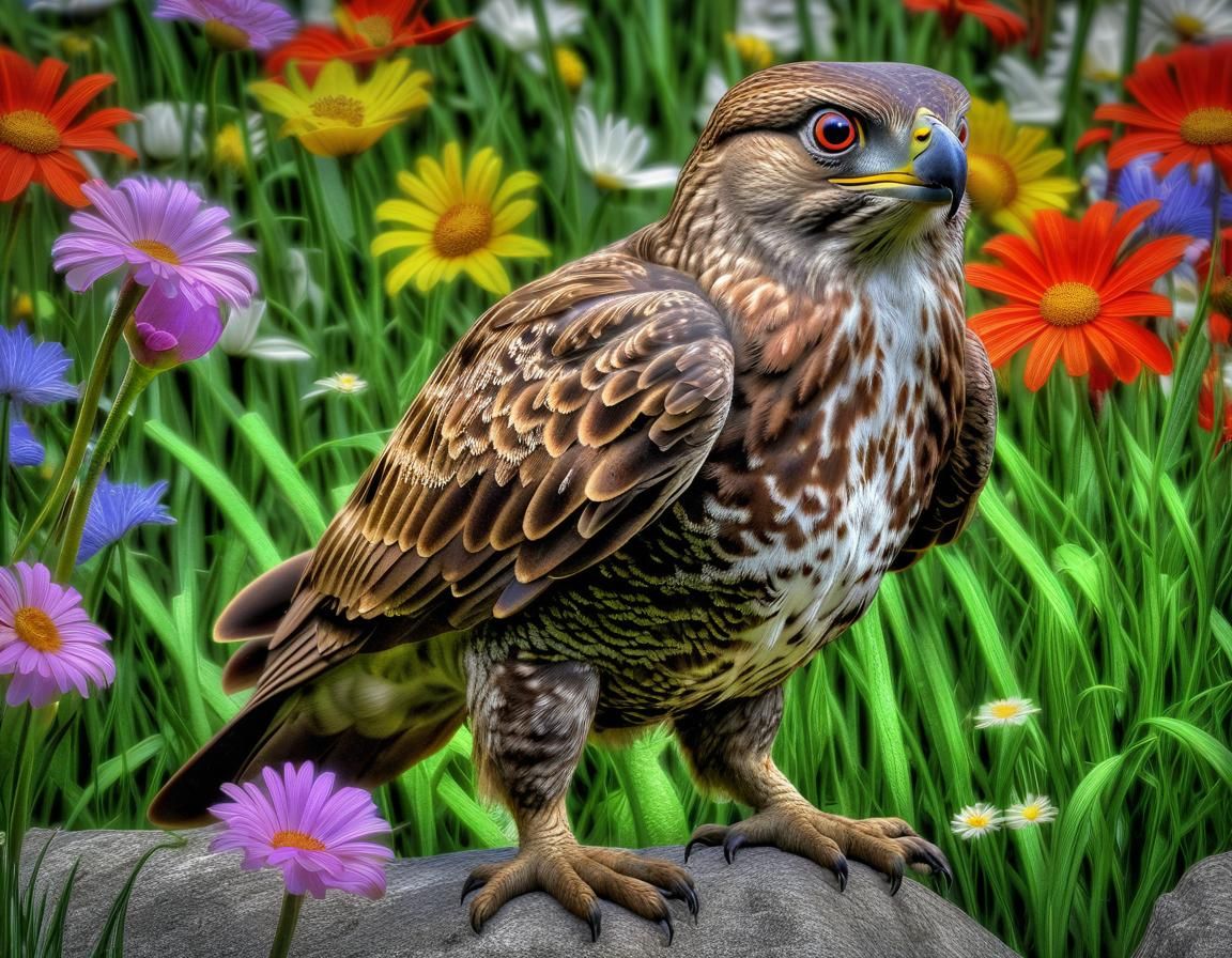 Birds, Cats, and Toads: A Hyperrealistic Floral Scene