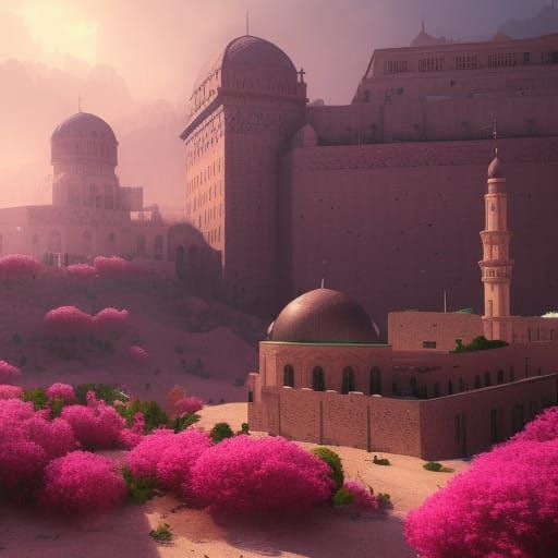 Fantastical Palestine: Detailed Matte Painting in Deep Color