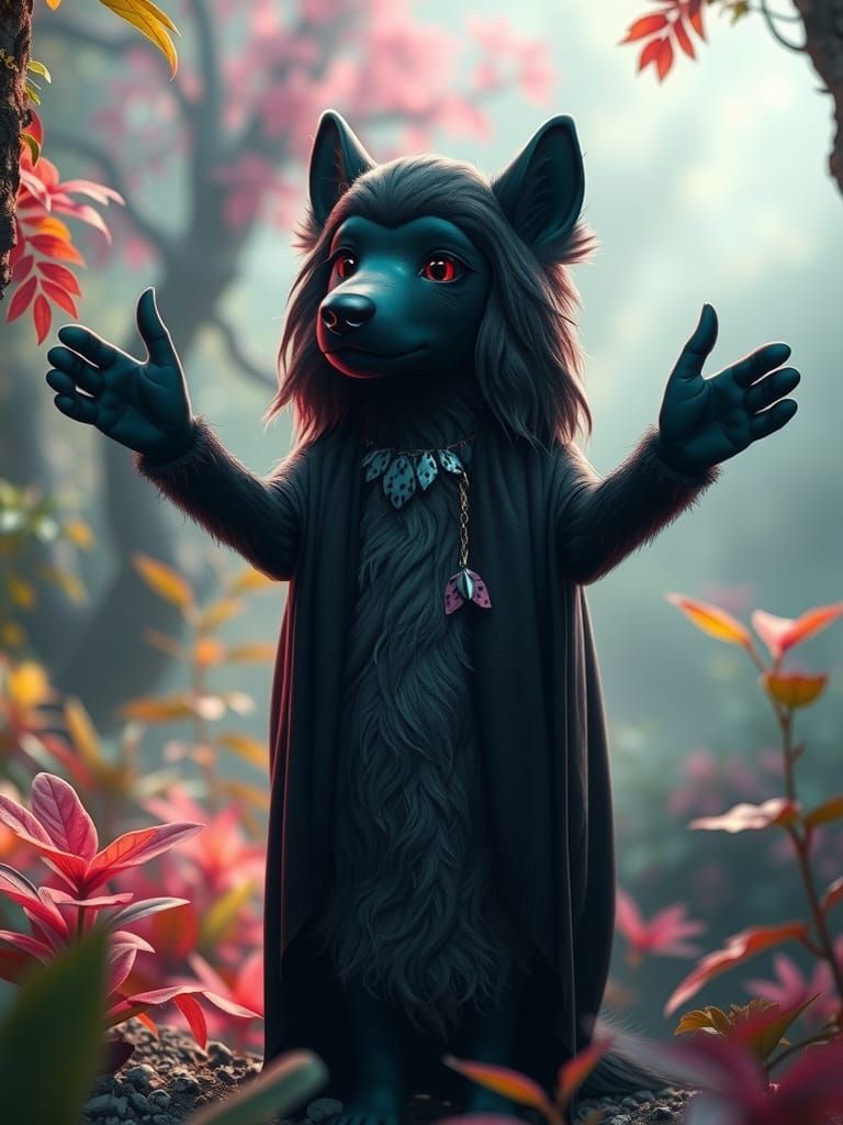 Emerald Elf-Croatian Sheepdog Hybrid Beckons in Hyperrealist...