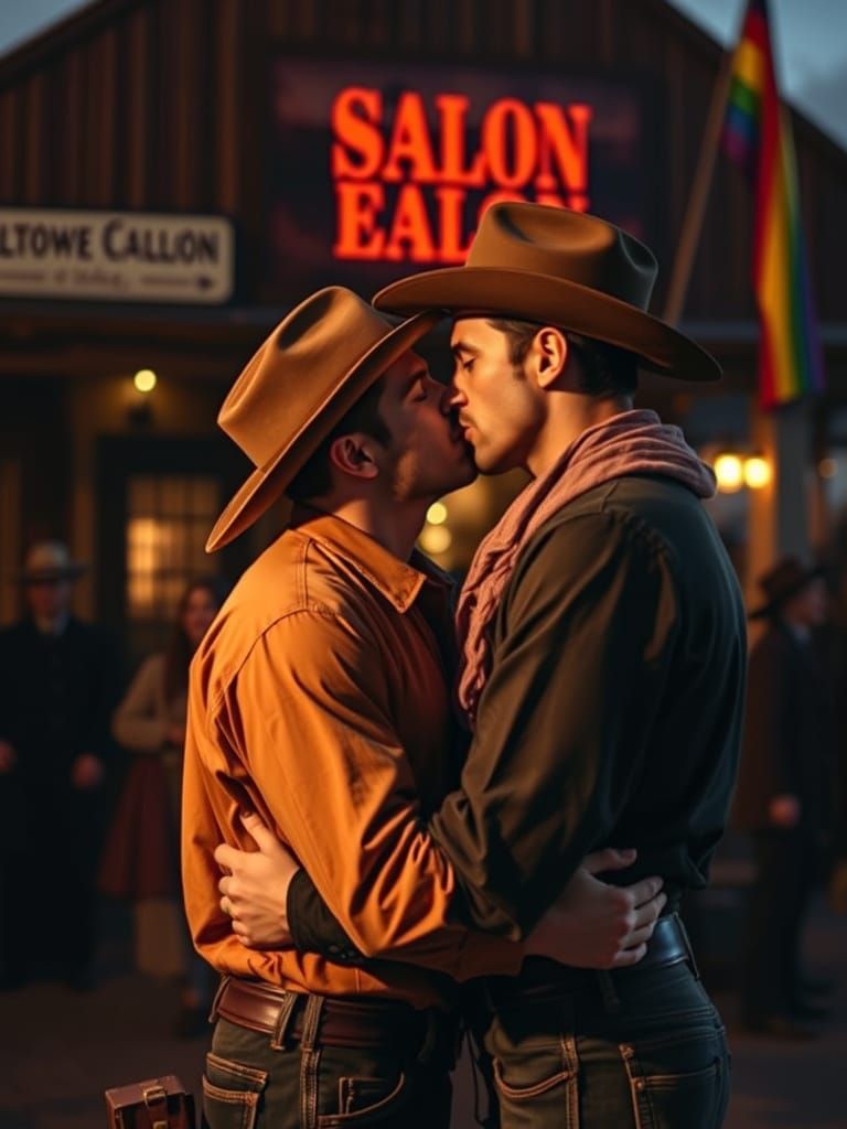 gay cowboys kissing