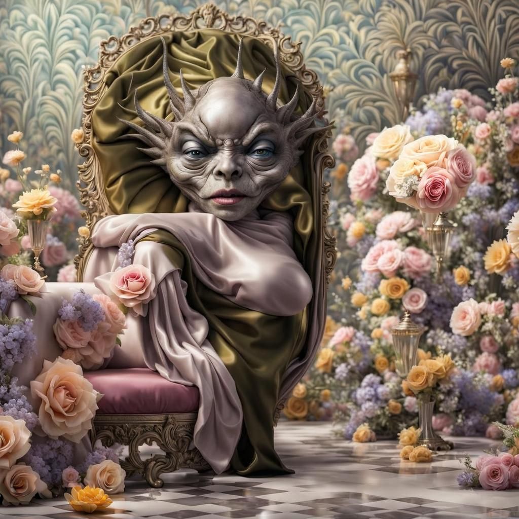 Extravagant Alien Characters in Amber and Rose Light