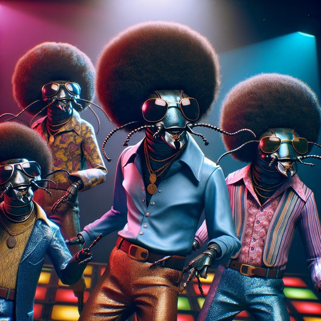 Funky Beetles Boogie in Retro Disco Scene