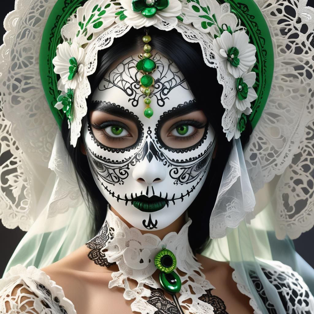 Chilean Woman in Catrina Costume: Digital Portrait