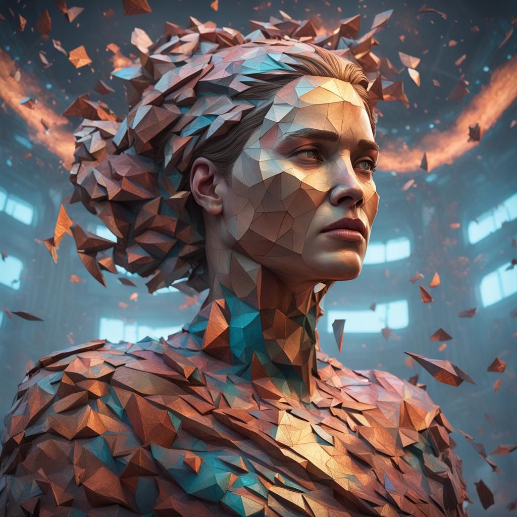 Cracked Sculptural Woman: Hyperdetailed 8k Art Portrait