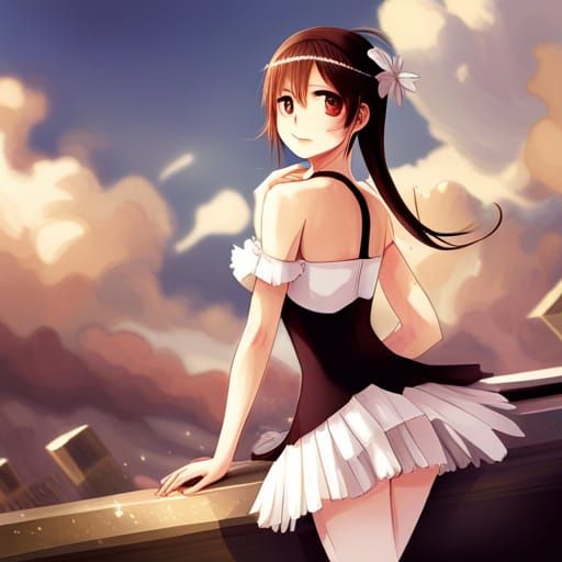Young Ballerina in Anime Art Style