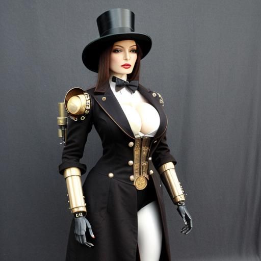 Steampunk female android