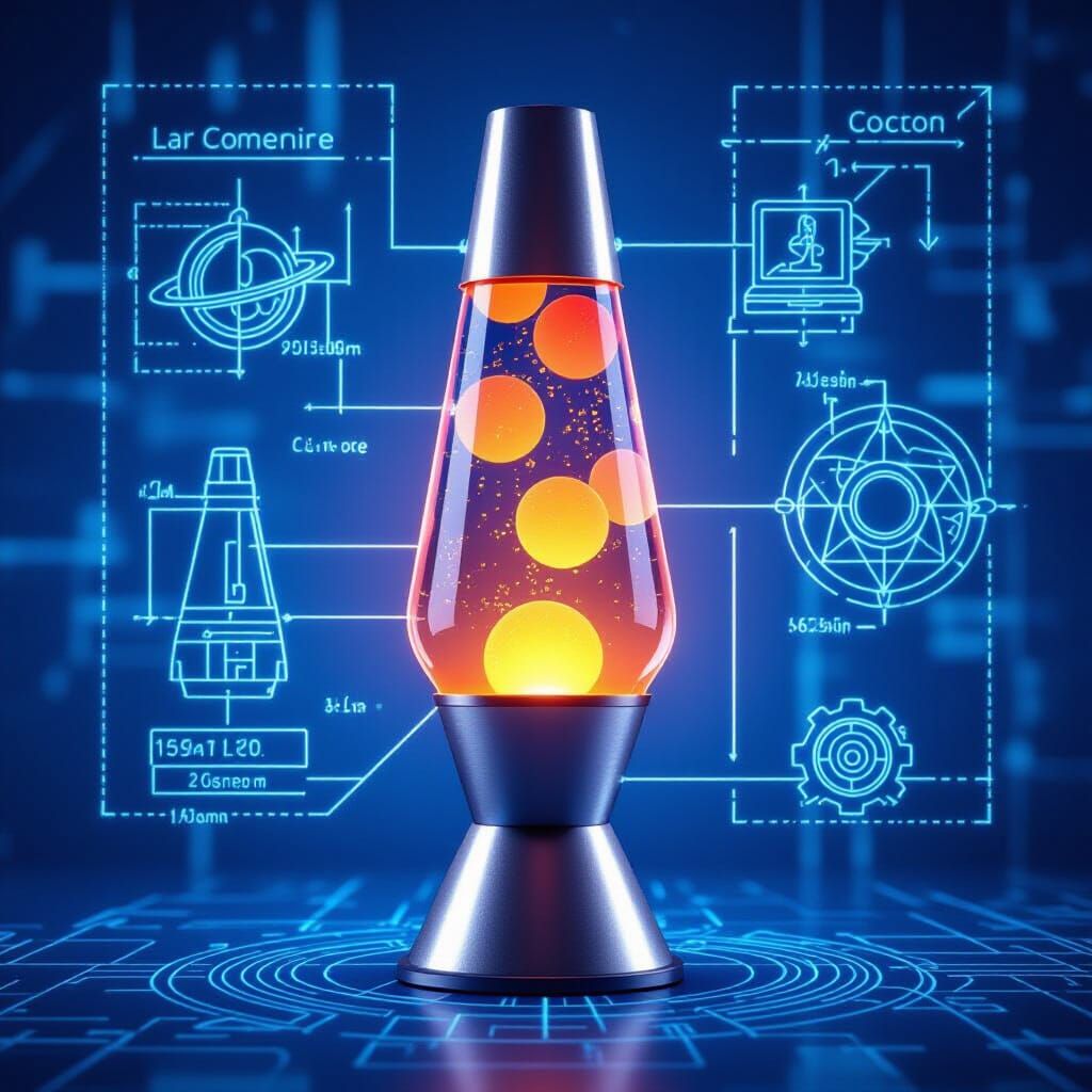 High-Tech Engineering Blueprint of a Lava Lamp