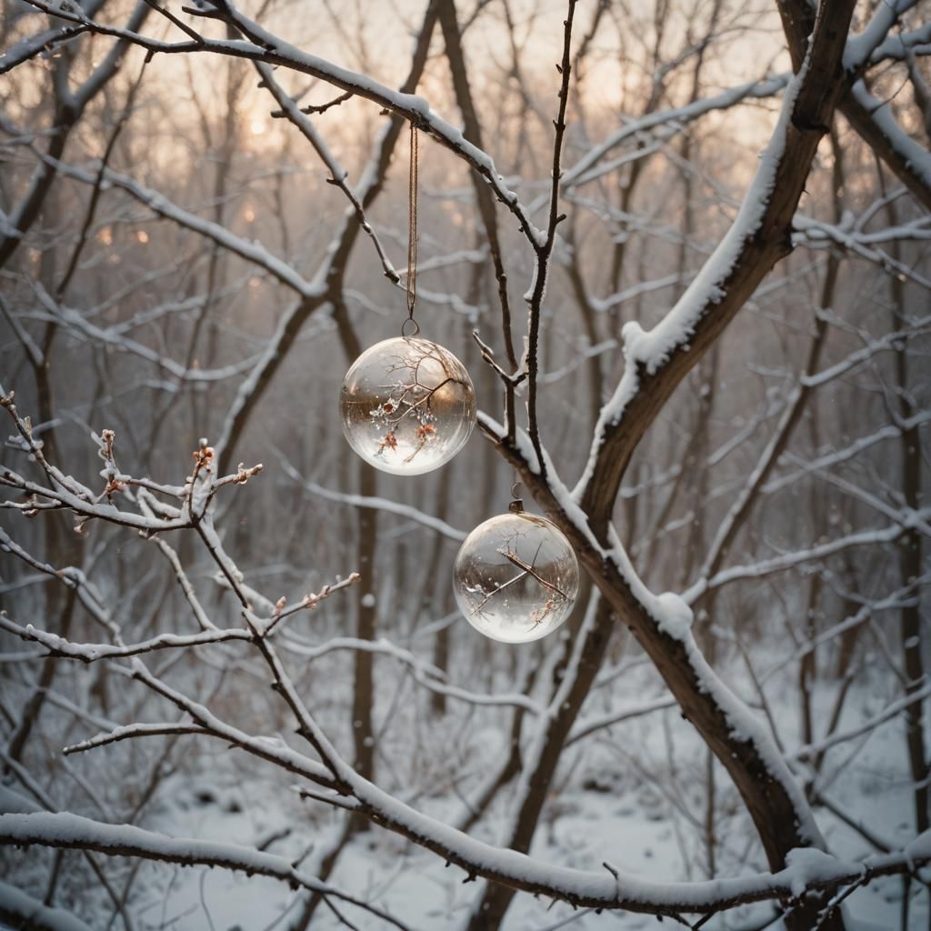 Snowy Orb with Puppy, Cinematic Film Still