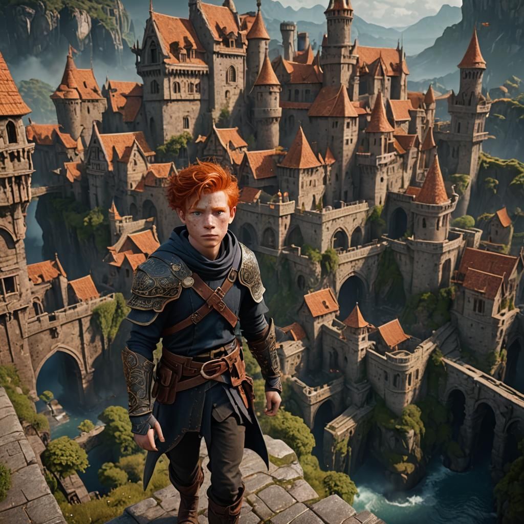 Redheaded Boy in Detailed Matte Painting