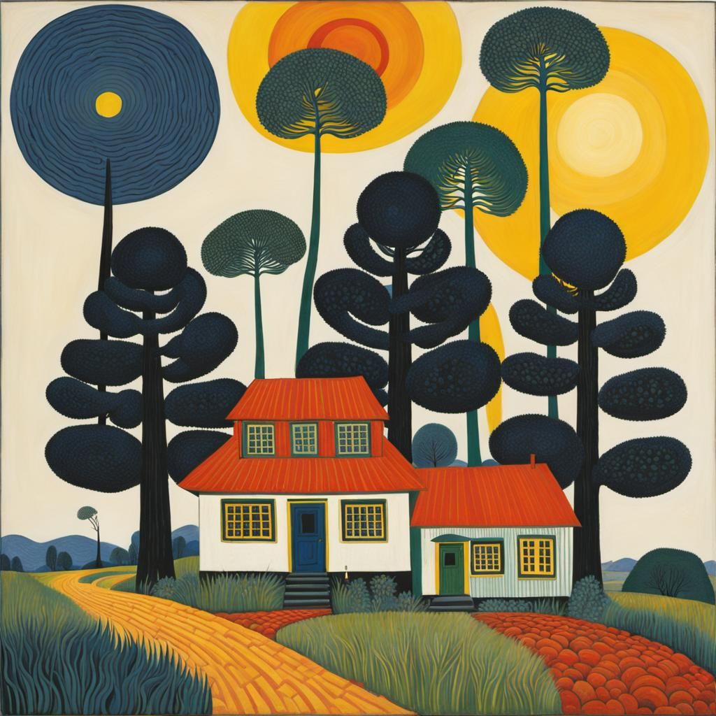 Landscape Art in the Style of Woodcut Prints