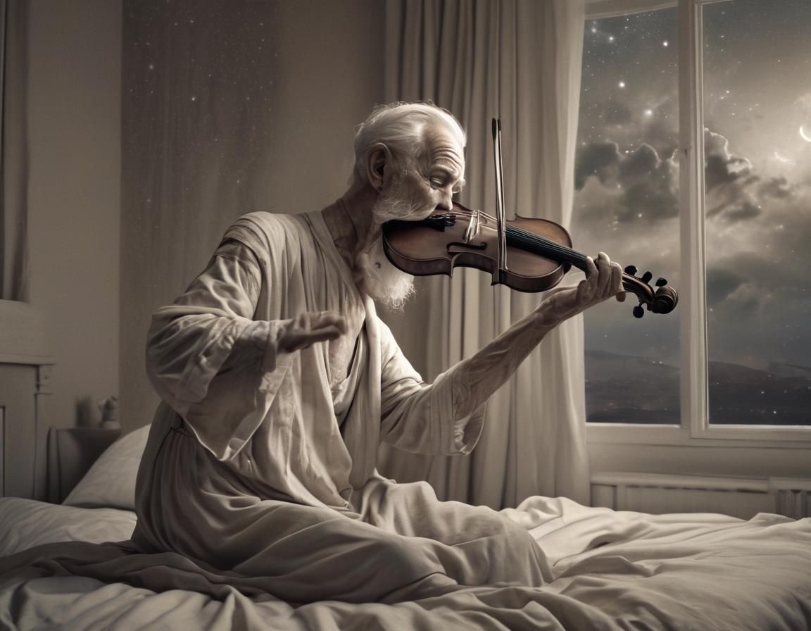 Lovecraftian Violinist Watched by Ancient Gods