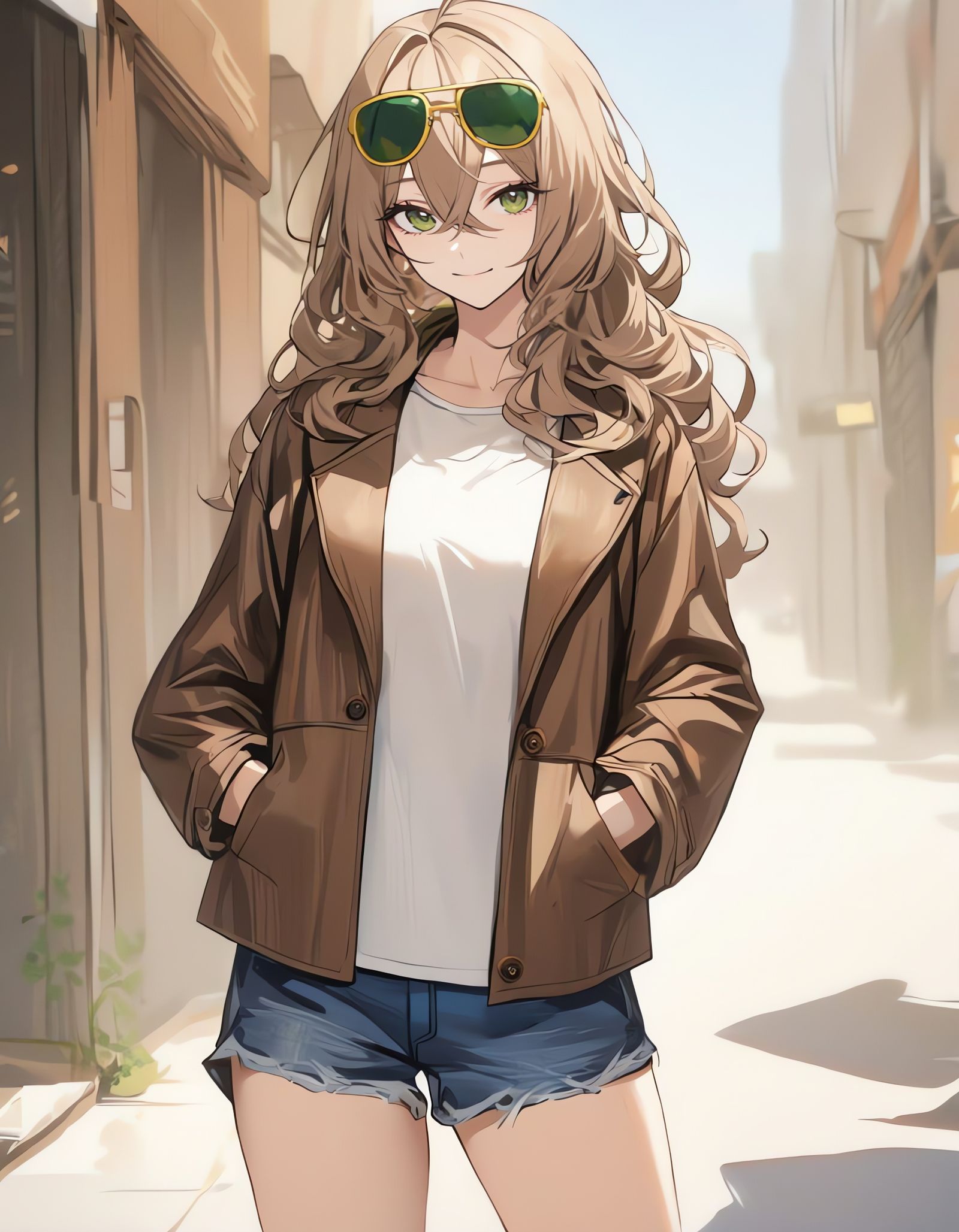 Girl with Sunglasses and Leather Jacket