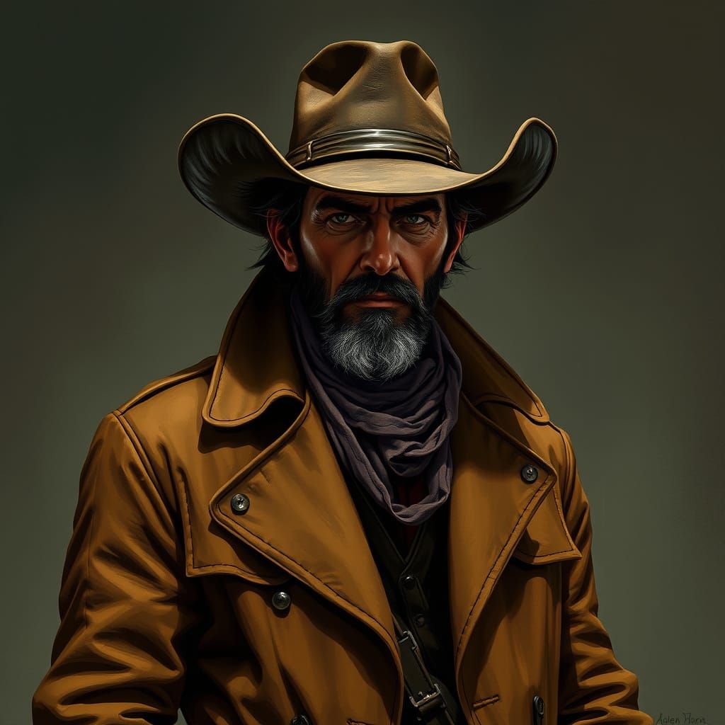 Mysterious Adventurer in Noir Wild West Style