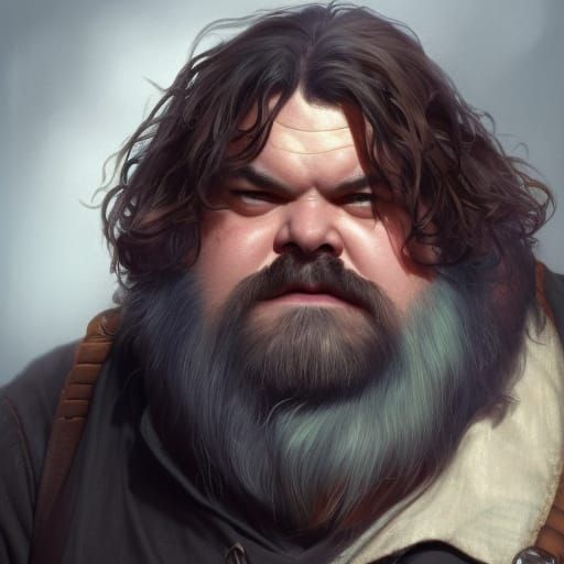 Jack Black as Hagrid: Detailed Digital Art Portrait