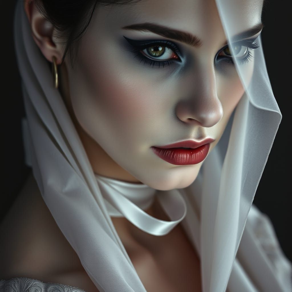 Enigmatic Art Nouveau Woman in Mystical, Golden Light