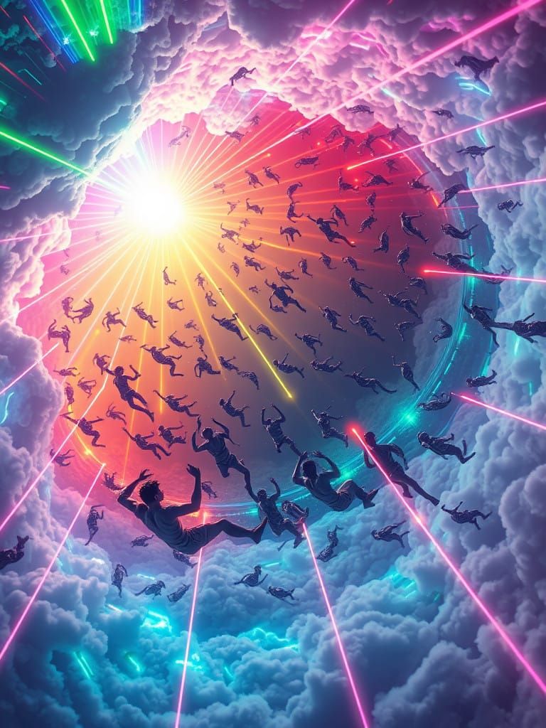 Ethereal Storm Vortex with Radiant Figures