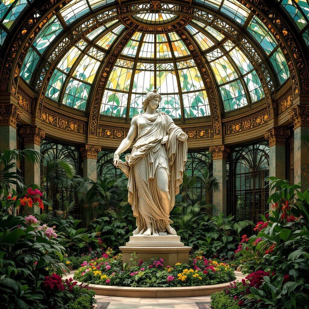 Art Deco Dome with Greek God Statue