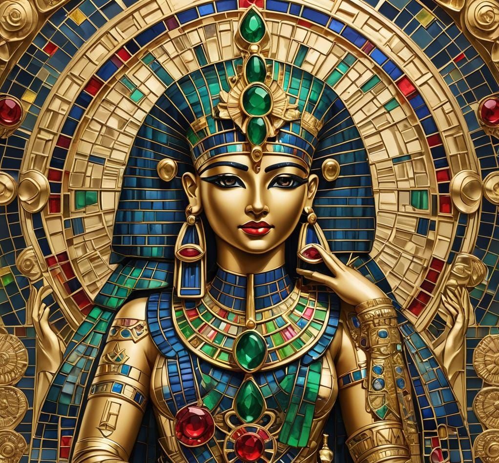 Isis Brooch with Precious Stones in Gold Texture