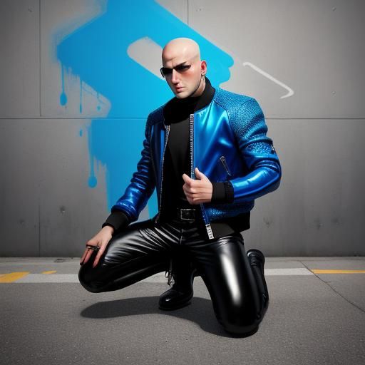 Man in Leather Trousers: Graffiti Street Art