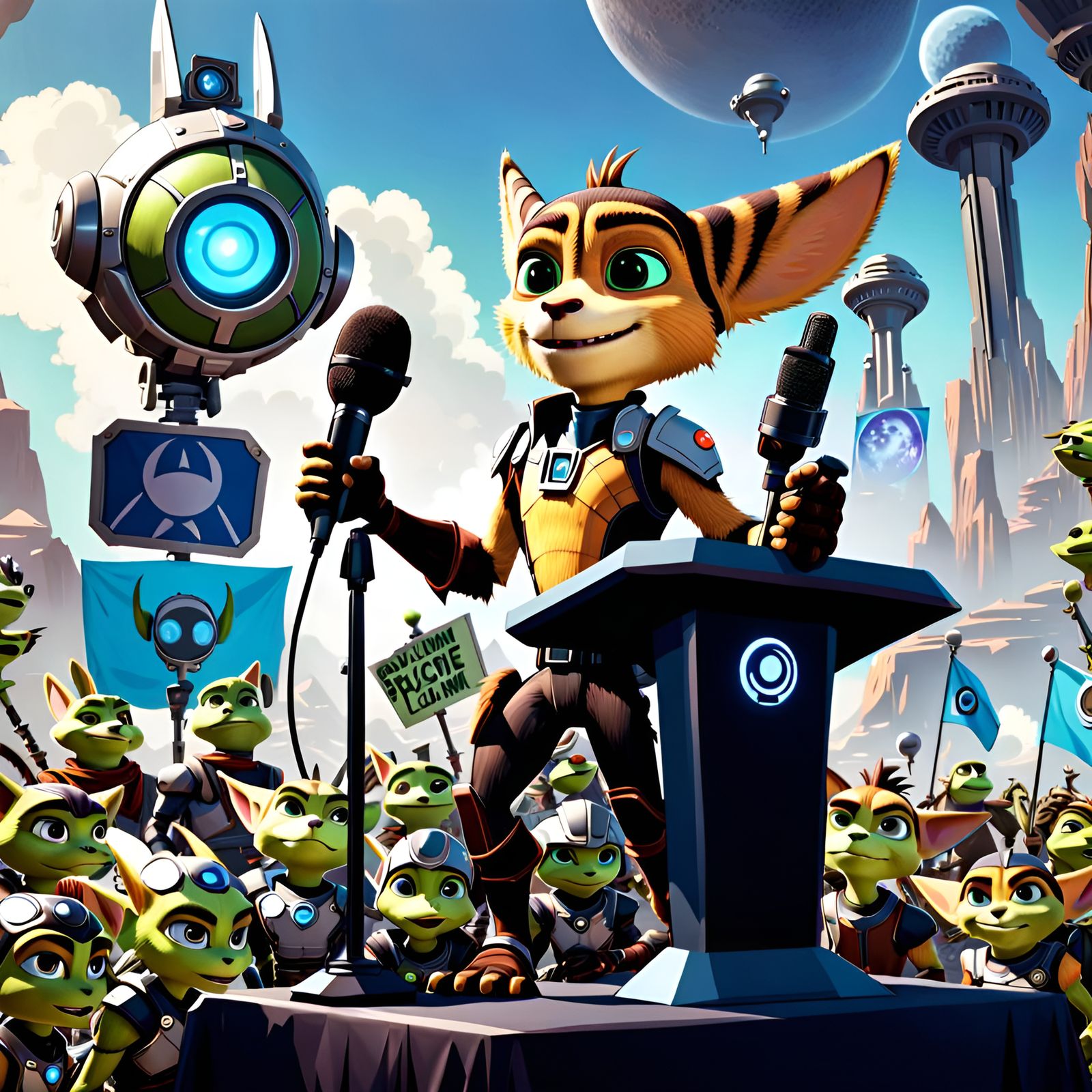 Ratchet and Clank Political Rally on Exotic Planet