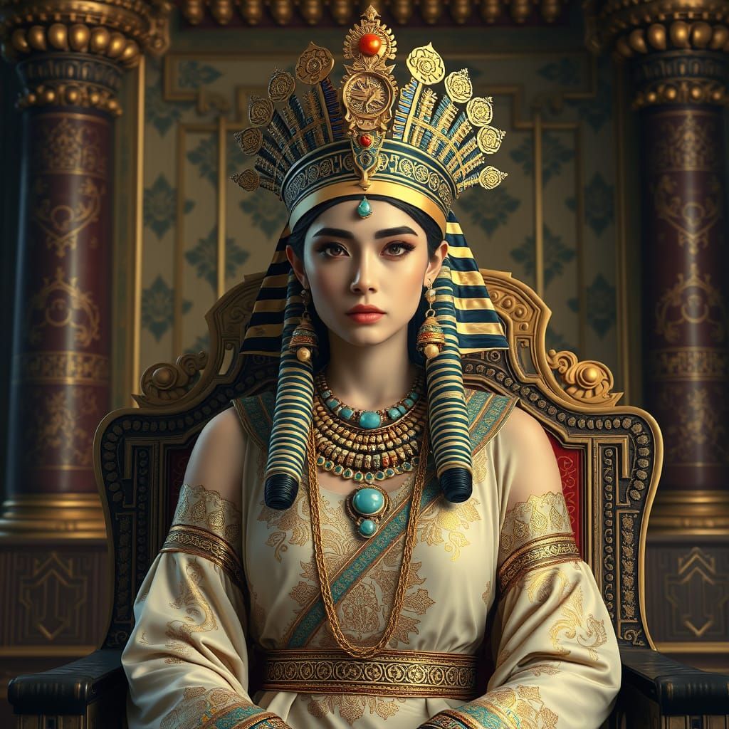 Egyptian Princess in Ming Dynasty Attire: Digital Portrait