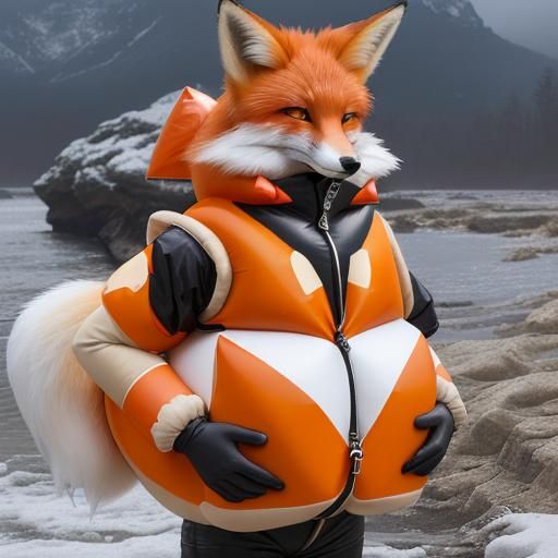 Anthro Fox in Puffy Lifejacket and Down Suit