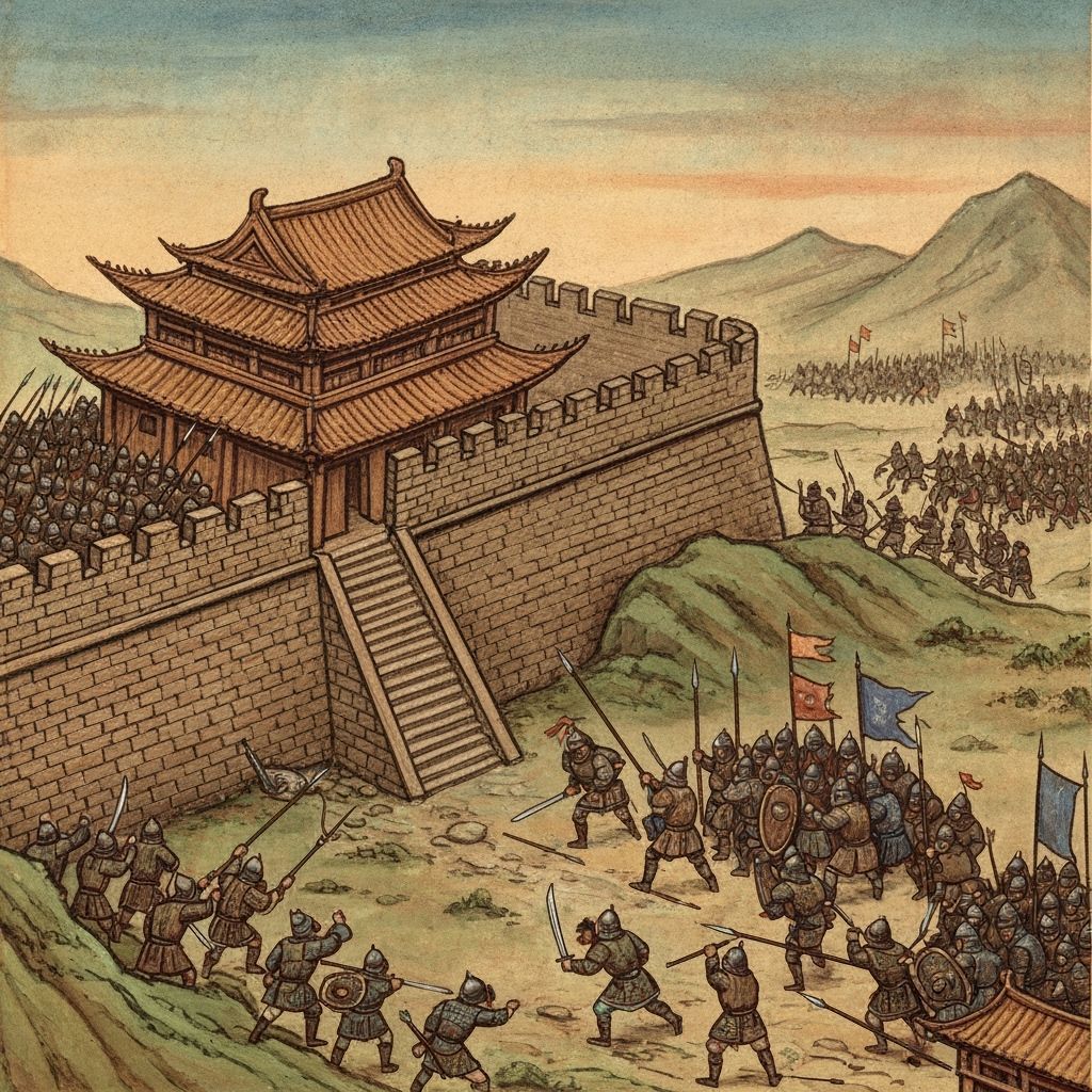Mongol Army Sieges Chinese Fortress as Eastern Miniature Pai...